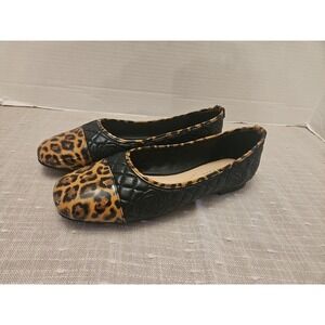 Taryn Rose Shoes 7 Reese Animal Print Leather Quilted Ballet Comfort Flat Chic